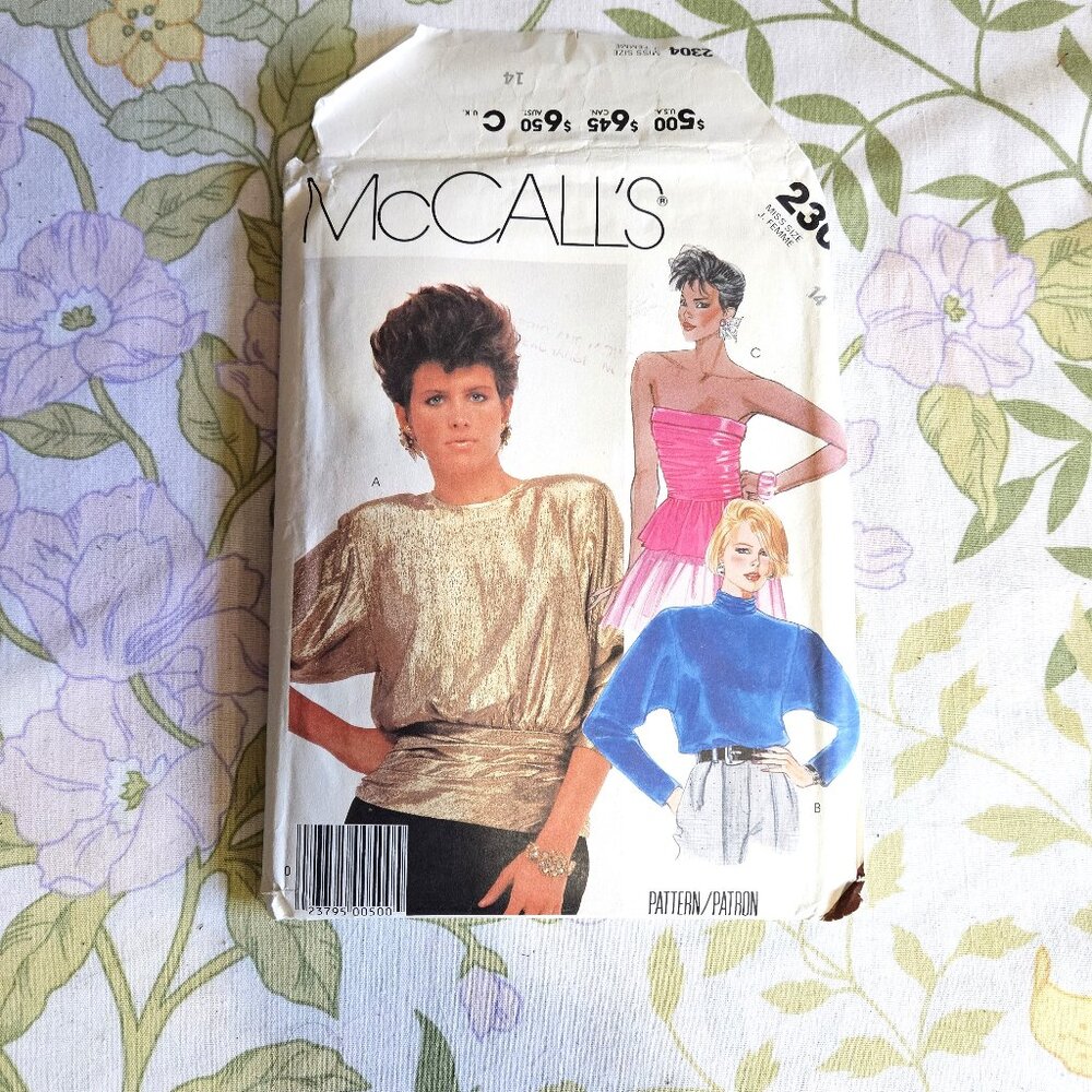 Vintage 80s Sewing Pattern UNCUT McCall's 2304 Size 14